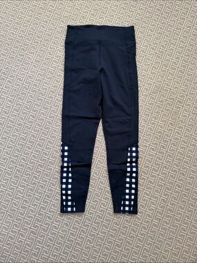 Tuckernuck Navy Athletic Leggings with Navy & White Plaid Panels